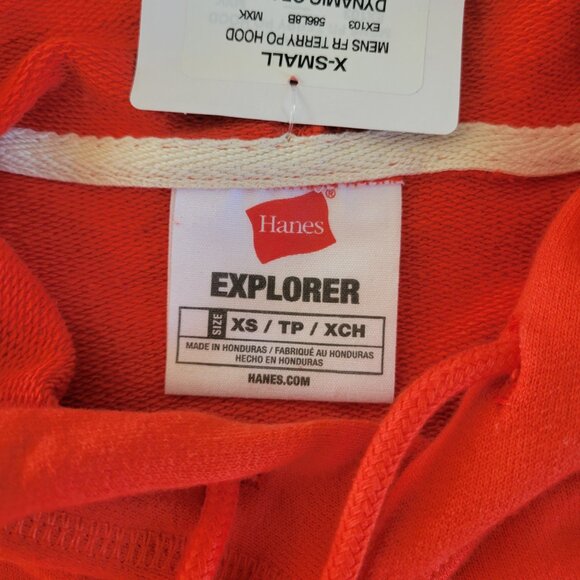 NWT Hanes Explorer Mens French Terry Hoodie Lightweight Graphic Orange Ombre XS - Picture 4 of 9